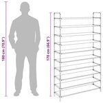 vidaXL Range-chaussures 10 étagères Métal et Tissu non tissé Argenté