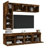 vidaXL Ensemble de meubles TV muraux 7 Pièces et lumières LED chêne fumé