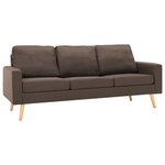 vidaXL Canapé à 3 places Marron Tissu