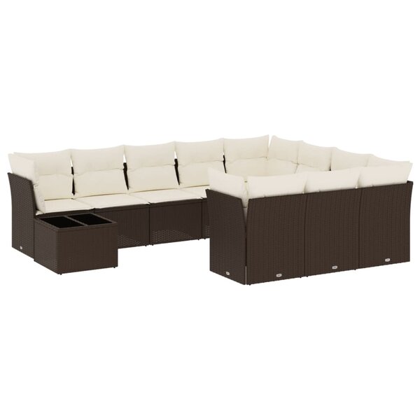 vidaXL Salon de jardin et coussins 11 Pièces marron résine tressée