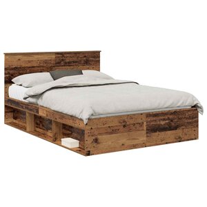 vidaXL Cadre de lit Bois ancien 135 x 190 cm Pin massif