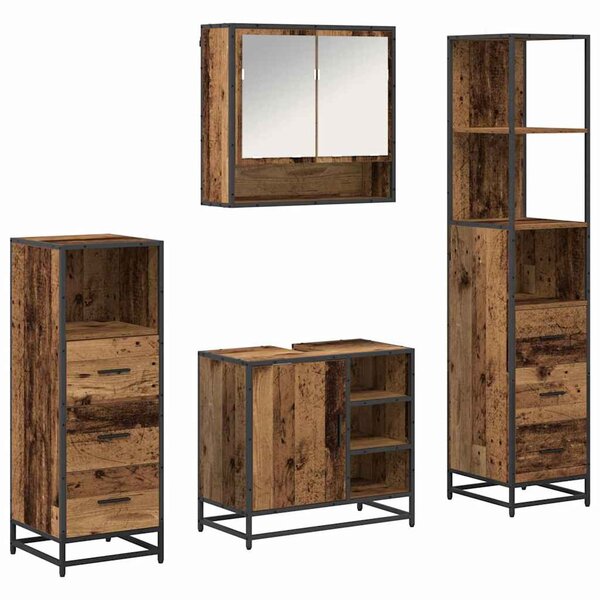 vidaXL Ensemble de mobilier de salle de bain 4 Pièces Bois ancien