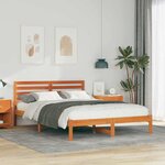 vidaXL Cadre de lit Marron cire 140 x 220 cm Bois massif en pin