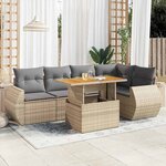 vidaXL Salon de jardin avec coussins 6 Pièces beige résine tressée