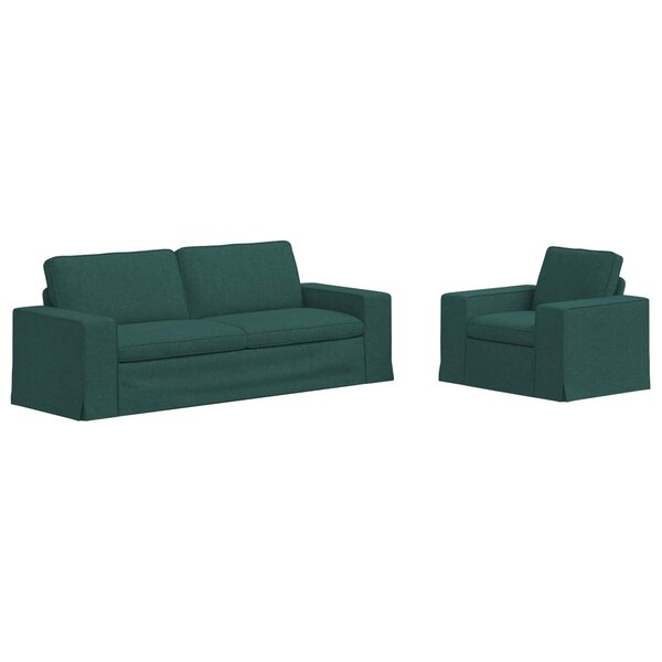 vidaXL Canapé 2 Pièces Vert foncé 182 x 80 x 82 cm tissu