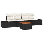vidaXL Ensemble de canapé de jardin 5 Pièces Noir  blanc 55 x 55 x 37 cm