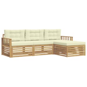 vidaXL Ensemble de canapés d'extérieur 4 pc Blanc et crème Polyester