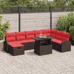 vidaXL Ensemble de canapé de jardin 9 Pièces Marron Poly rotin