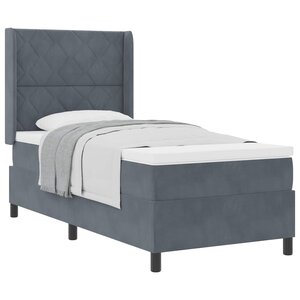 vidaXL Lit à ressorts avec matelas Gris foncé 90 x 190 cm Velours