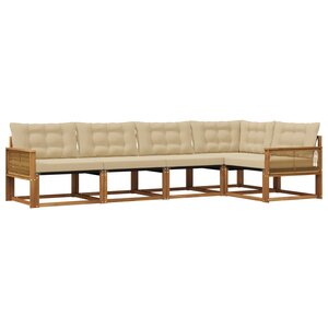 vidaXL Ensemble de canapés d'extérieur 5 pc Naturel et Beige