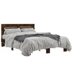 vidaXL Cadre de lit chêne fumé 140x190 cm bois d'ingénierie et métal
