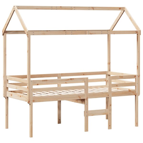 vidaXL Lit haut avec toit 90x200 cm bois de pin massif