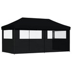 vidaXL Tente de réception pliable escamotable 3 parois latérales noir