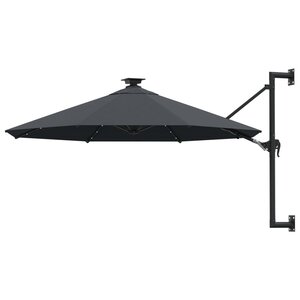 vidaXL Parasol mural de jardin avec LED 300 cm anthracite