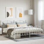 vidaXL Cadre de lit métal avec tête de lit/pied de lit blanc 193x203cm