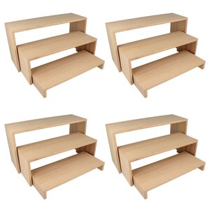 4 blocs de 3 étagères escalier en bois 18 x 35 cm