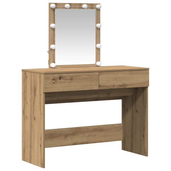 Coiffeuse vidaXL avec miroir et LED en chêne artisan