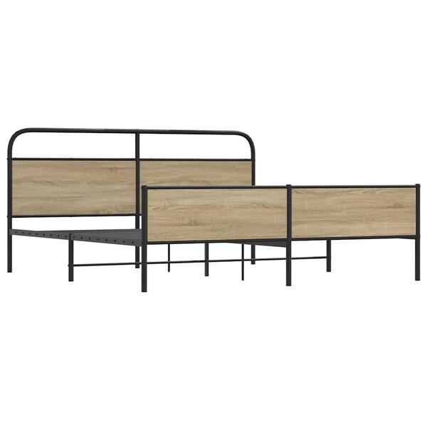 vidaXL Cadre de lit en métal sans matelas chêne fumé 193x203 cm
