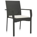 vidaXL Ensemble de salle à manger de jardin avec coussins 3 Pièces Noir