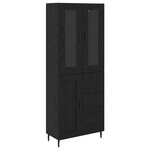 vidaXL Haut Armoire 2 Pièces Chêne noir Bois Aggloméré et Verre
