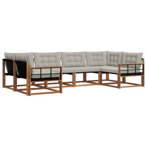 vidaXL Ensemble de canapés d'extérieur 6 Pièces Gris Naturel et Clair
