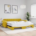 vidaXL Lit de jour avec gigogne et matelas jaune 100x200 cm velours