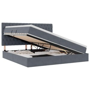 vidaXL Lit de rangement LED avec matelas Gris foncé 200 x 200 cm