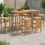 vidaXL Ensemble de bar extérieur 7 Pièces Naturel Bois de teck massif