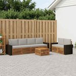 vidaXL Ensemble de canapés d'extérieur 7 Pièces Naturel et gris clair