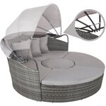 Tectake Bain de soleil rond modulable ZANZIBAR - gris