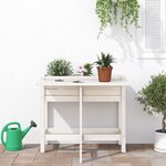 vidaXL Jardinière de jardin avec plateau pliant blanc bois pin massif