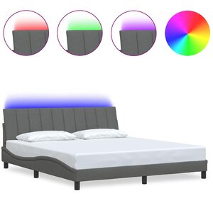 vidaXL Cadre de lit sans matelas Hanko gris foncé 180x200 cm tissu