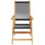 vidaXL Chaises inclinables de jardin lot de 4 noir bois massif acacia