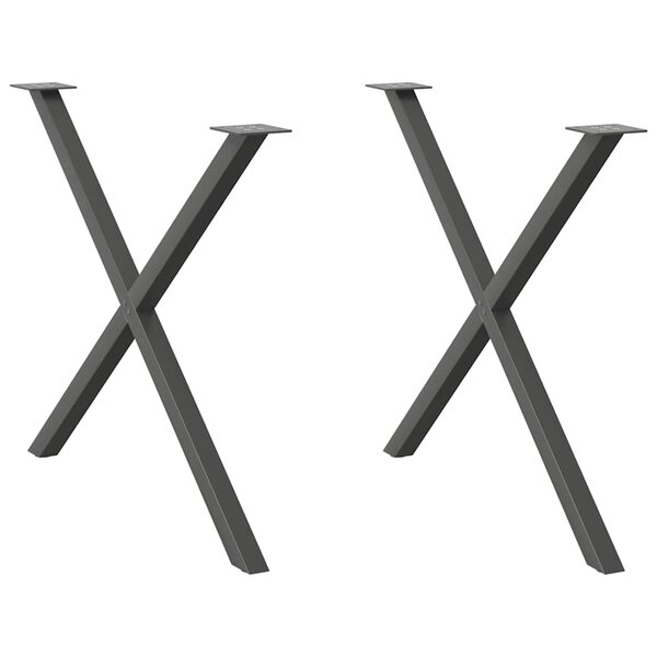vidaXL Pieds de table à manger en forme de X 2 pièces Anthracite 90 x (72-73) cm Acier