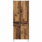 vidaXL Haut Armoire 2 Pièces Bois ancien Bois d'ingénierie et verre