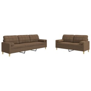 vidaXL Ensemble de canapés 2 Pièces avec coussins décoratifs marron tissu