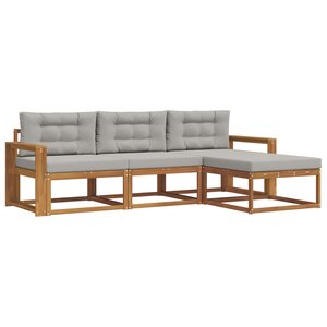 vidaXL Ensemble de canapés d'extérieur 4 pc Gris Naturel et Clair