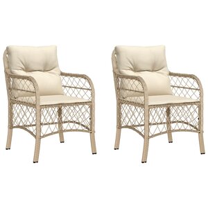 vidaXL Chaises de jardin avec coussins lot de 2 beige résine tressée