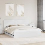 vidaXL Cadre de lit avec tiroir Blanc 200 x 200 cm Bois Ingénierie
