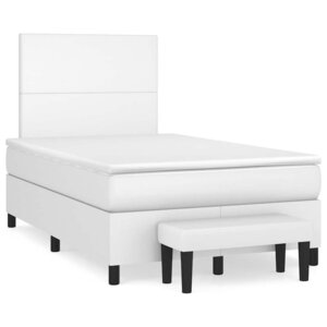 vidaXL Sommier à lattes de lit avec matelas blanc 120x190cm similicuir