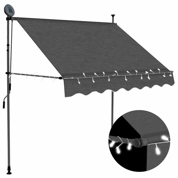 vidaXL Auvent manuel rétractable avec LED 200 cm Anthracite
