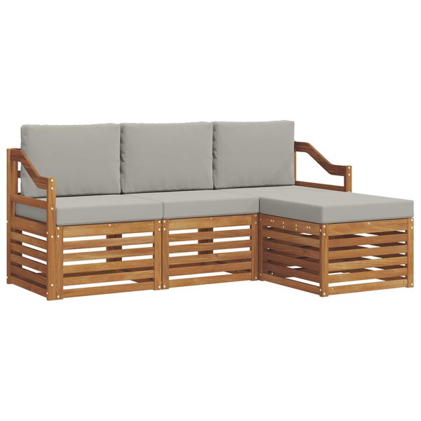 vidaXL Ensemble de canapés d'extérieur 4 pc Gris Naturel et Clair