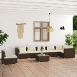 Vidaxl salon de jardin 8 pièces avec coussins résine tressée marron