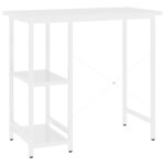 Bureau table poste de travail meuble d'ordinateur informatique étude d'ordinateur 80 x 40 x 72 cm MDF et métal blanc 02_0023716