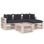 vidaXL Salon palette de jardin 5 Pièces avec coussins bois de pin