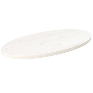 vidaXL Dessus de table blanc 80x40x2 5 cm bois de pin massif ovale