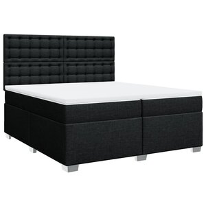 vidaXL Sommier à lattes de lit avec matelas Noir 200x200 cm Tissu