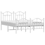 vidaXL Cadre de lit métal sans matelas et pied de lit blanc 135x190 cm