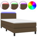 vidaXL Sommier à lattes de lit matelas et LED Marron foncé 100x200 cm