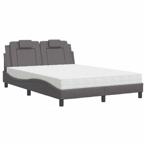 vidaXL Lit Viana avec matelas gris 120x200 cm similicuir